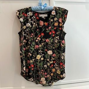 Loft black floral shell, size Small Petite